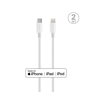 Kabel przewód do Apple z MFI USB-C - iPhone Lightning 2.4A 2m - biały