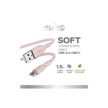 Kabel przewód USB-A - USB-C 1.5m - różowy