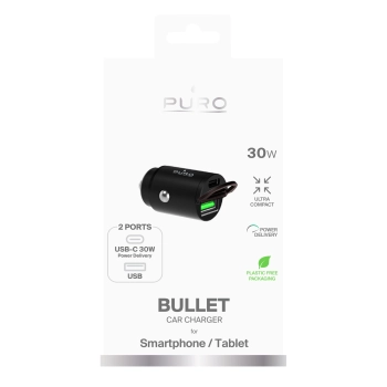 Ładowarka samochodowa USB-C USB-A PD - czarna