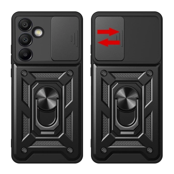 Pancerne etui na Samsung Galaxy A56 z podstawką osłoną aparatu Hybrid Armor Camshield - czarne