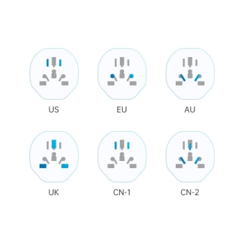 Przejściówka adapter podróżny UK/US/AU/FI/CN-1/CN-2 do EU - biały