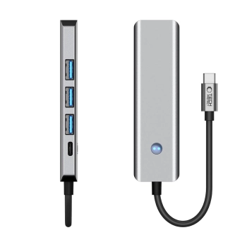 5w1 HUB Adapter USB-C PD USB-A HDMI 4K 60Hz 100W - szary
