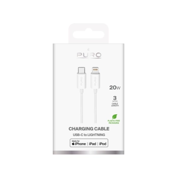 Kabel przewód USB-C - iPhone Lightning TPE 20W 3m - biały
