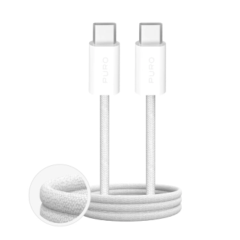 Kabel przewód USB-C w oplocie Fabrik 60W 3m - biały