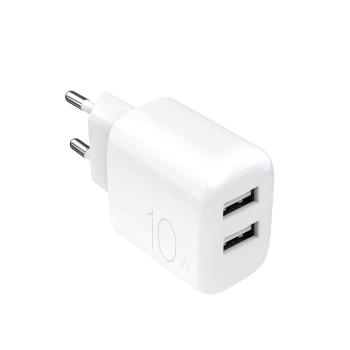 Ładowarka sieciowa 2x USB-A PROLITE 10W - biała