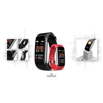 Smartband Giewont Czarny GW200-1 + Pasek Czerwony
