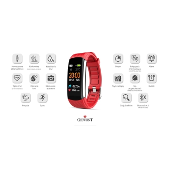 Smartband Giewont Czarny GW200-1 + Pasek Czerwony