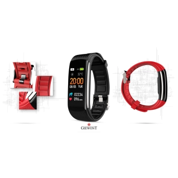 Smartband Giewont Czarny GW200-1 + Pasek Czerwony
