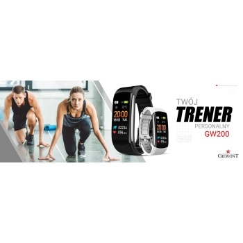 Smartband Giewont Czarny GW200-2 + Pasek Biały