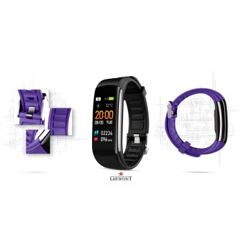 Smartband Giewont Czarny GW200-3 + Pasek Fioletowy