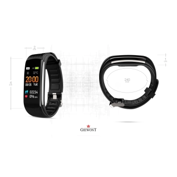 Smartband Giewont Czarny GW200-4 + Pasek Różowy