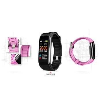 Smartband Giewont Czarny GW200-4 + Pasek Różowy