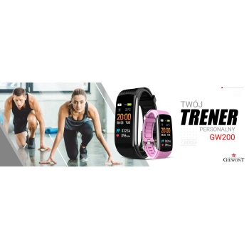 Smartband Giewont Czarny GW200-4 + Pasek Różowy