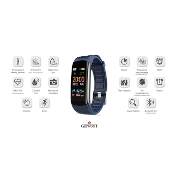 Smartband Giewont Czarny GW200-6 + Pasek Granatowy