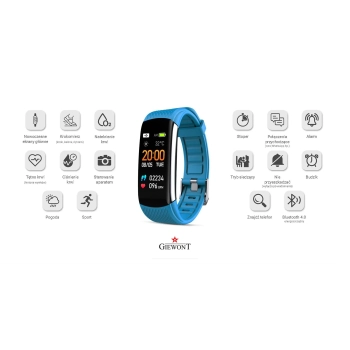 Smartband Giewont Czarny GW200-7 + Pasek Niebieski