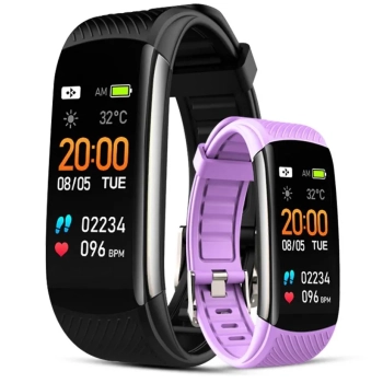 Smartband Giewont Czarny GW200-8 + Pasek Jasnofioletowy