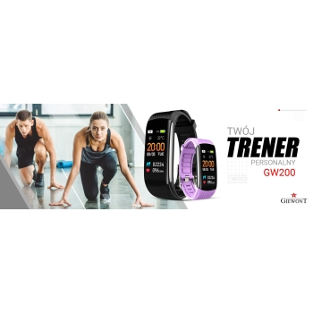 Smartband Giewont Czarny GW200-8 + Pasek Jasnofioletowy