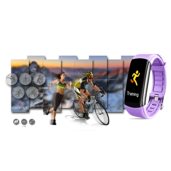 Smartband Giewont Czarny GW200-8 + Pasek Jasnofioletowy