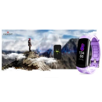 Smartband Giewont Czarny GW200-8 + Pasek Jasnofioletowy
