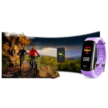 Smartband Giewont Czarny GW200-8 + Pasek Jasnofioletowy