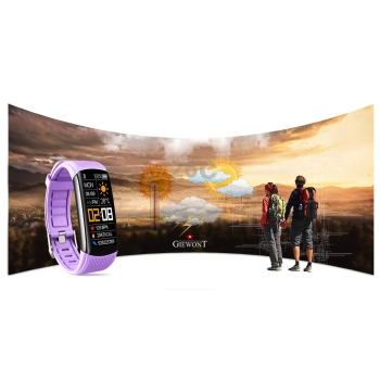 Smartband Giewont Czarny GW200-8 + Pasek Jasnofioletowy