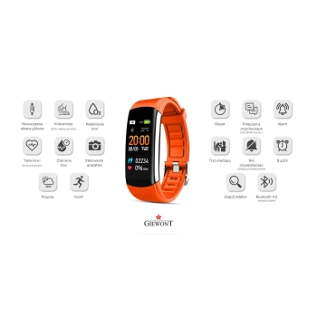 Smartband Giewont Czarny GW200-9 + Pasek Pomarańczowy