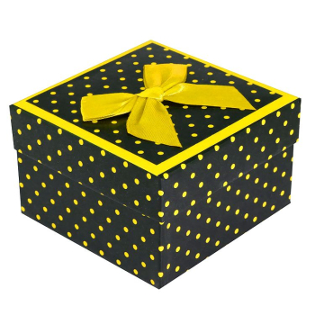 Pudełko na zegarek - kokardka - kropki - żółte