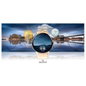 Smartwatch Damski Giewont GW330-1 Różowe Złoto-Róż Pudrowy Pasek Silikonowy + Bransoleta Różowe Złoto