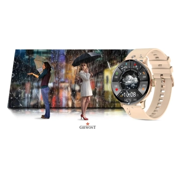 Smartwatch Damski Giewont GW330-1 Różowe Złoto-Róż Pudrowy Pasek Silikonowy + Bransoleta Różowe Złoto