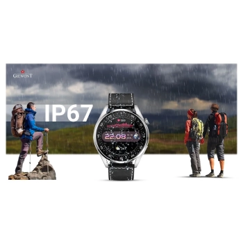 Smartwatch Giewont GW450-5 Srebrny + Pasek Czarny Skórzany