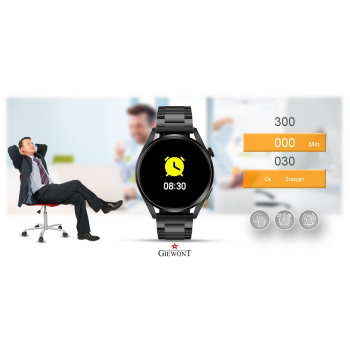 Smartwatch Giewont GW450-3 Czarny + Pasek Brązowy Skórzany