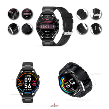Smartwatch Giewont GW450-2 Czarny + Pasek Czarny Skórzany