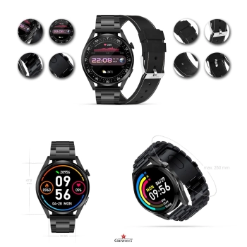Smartwatch Giewont GW450-2 Czarny + Pasek Czarny Skórzany