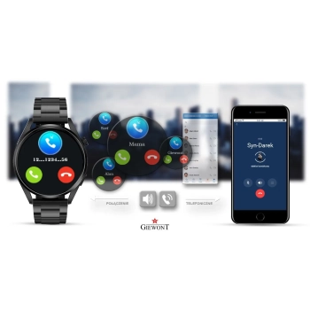 Smartwatch Giewont GW450-2 Czarny + Pasek Czarny Skórzany