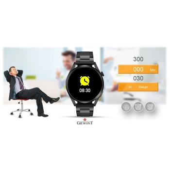 Smartwatch Giewont GW450-2 Czarny + Pasek Czarny Skórzany