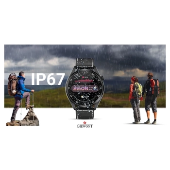 Smartwatch Giewont GW450-2 Czarny + Pasek Czarny Skórzany