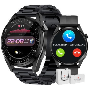 Smartwatch Giewont GW450-1 Czarny + Pasek Czarny Silikonowy