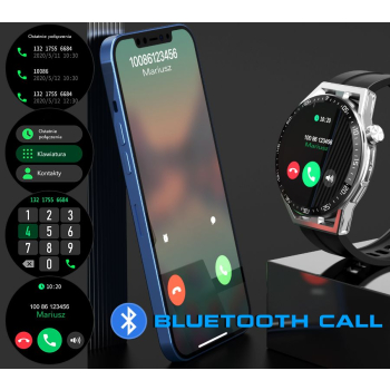 Smartwatch Rubicon RNCE88-1 Czarny- Czarny Pasek Silikonowy + Czarny Pasek Skórzany
