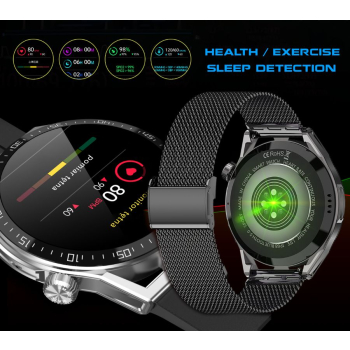 Smartwatch Rubicon RNCE88-3 Srebrny - Czarny Pasek Silikonowy + Srebrna Bransoleta