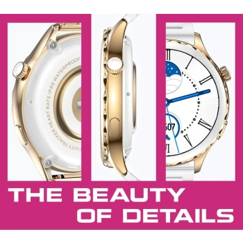 Smartwatch Damski Rubicon RNCF02-2 Złoty + Pasek Różowy