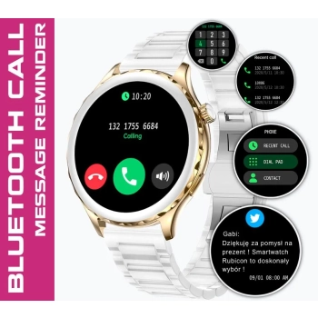Smartwatch Damski Rubicon RNCF02-2 Złoty + Pasek Różowy