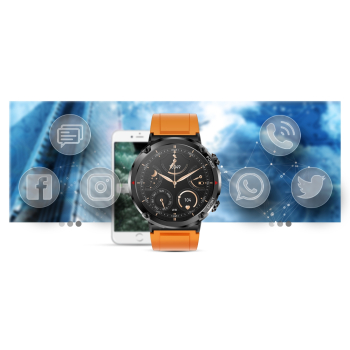 Smartwatch Gravity GT21-2 + Pomarańczowy Pasek Silikonowy