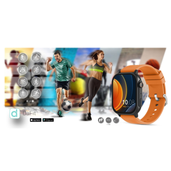 Smartwatch Gravity GT15-2 Pomarańczowy Pasek Silikonowy + Czarna Bransoleta