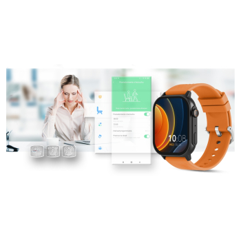 Smartwatch Gravity GT15-2 Pomarańczowy Pasek Silikonowy + Czarna Bransoleta