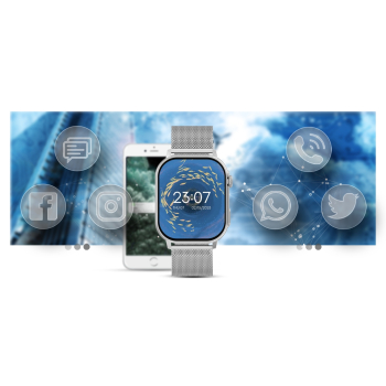 Smartwatch Gravity GT15-9 Czarny Pasek Silikonowy + Srebrna Bransoleta