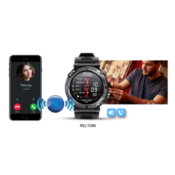 Smartwatch Veltori VT130-1 Czarny Pasek Silikonowy