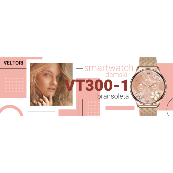 Smartwatch Damski Veltori VT300-1 Złota Bransoleta