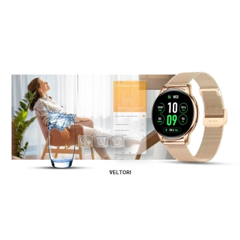 Smartwatch Damski Veltori VT300-1 Złota Bransoleta