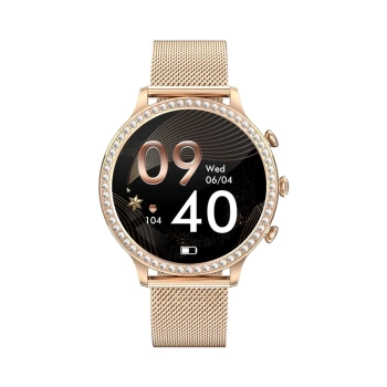 Smartwatch Damski Veltori VT310-1 Złota Bransoleta + Różowy Pasek Silikonowy