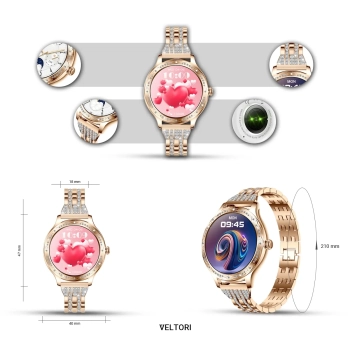 Smartwatch Damski Veltori VT350-1 Bransoleta Różowe Złoto